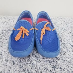 Swims Lace Up Loafers Blue/Orange Driving Slip On